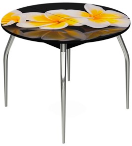 Кухонный раскладной стол Ривьера - Круг, ноги метал. крашеные №24, ФП (Цветы №11) в Шахтах