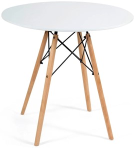 Кухонный стол CINDY NEXT, металл/мдф/бук, D80х75см, белый/натуральный арт.13067 в Шахтах