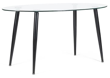 Стеклянный кухонный стол KASSEL (mod. DT333) металл/закаленное стекло (10 мм), 150х90х75см, черный в Батайске