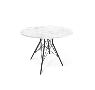 Стол кухонный круглый SHT-TU2-1 / SHT-TT 90 ЛДСП (мрамор кристалл/черный муар) в Шахтах