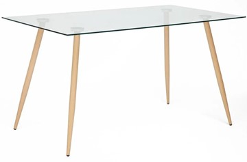 Стеклянный кухонный стол SOPHIA (mod. 5003) металл/стекло (8мм), 140x80x75, бук/прозрачный арт.12098 в Шахтах
