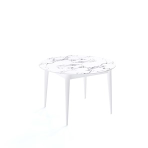 Круглый стол на кухню Kenner W1200 (Белый/Мрамор белый) в Шахтах