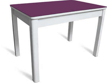 Раздвижной стол Айсберг-07 СТ2, белое ЛДСП/фиолетовое стекло/40 массив белый в Шахтах