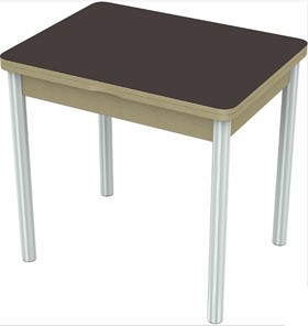 Кухонный стол раскладной Бари хром №6 (стекло коричневое/дуб выбеленный) в Шахтах