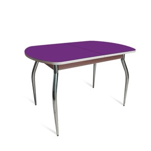 Раздвижной стол ПГ-07 СТ2, дуб молочный/фиолетовое стекло/35 хром гнутые металл в Таганроге