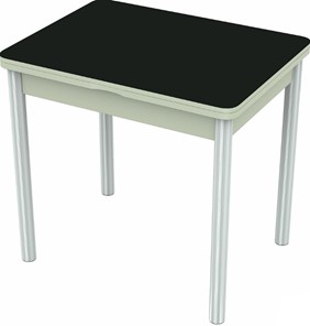 Кухонный раздвижной стол Бари хром №6 (стекло черное/белый) в Шахтах