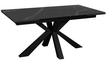 Керамический кухонный стол раздвижной DikLine SFE140 Керамика Черный мрамор/подстолье черное/опоры черные (2 уп.) в Шахтах