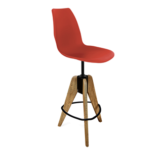 Барный стул SHT-ST29/S92 (красный ral 3020/брашированный коричневый/черный муар) в Таганроге