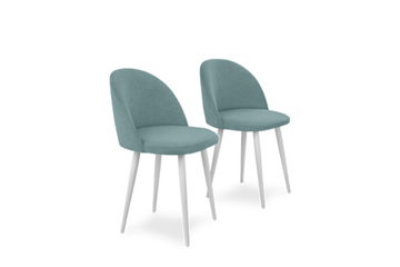 Комплект из 2-х  мягких стульев для кухни Лайт мятный белые ножки в Шахтах
