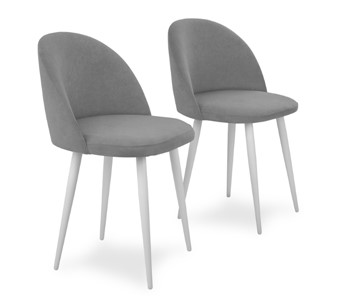 Комплект из 2-х  мягких стульев для кухни Лайт серый белые ножки в Шахтах