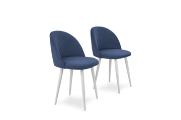 Комплект из 2-х  мягких стульев для кухни Лайт синий белые ножки в Шахтах