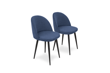Комплект из 2-х  мягких стульев для кухни Лайт синий черные ножки в Шахтах