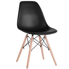 Комплект стульев 4 шт. BRABIX "Eames CF-010", пластик черный, опоры дерево/металл, 532631, 2033A в Батайске