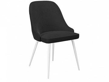 Обеденный стул 256, микровелюр К21 черный, ножки белые в Батайске