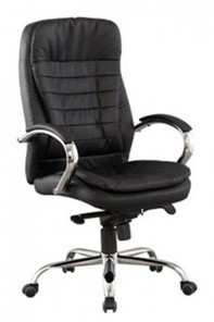 Кресло офисное ДамОфис J 9031-1 нат. кожа /хром, черный в Таганроге