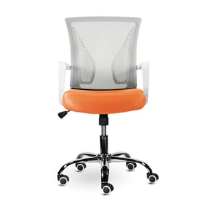 Кресло офисное Brabix Wings MG-306 (пластик белый, хром, сетка, серое/оранжевое) в Шахтах