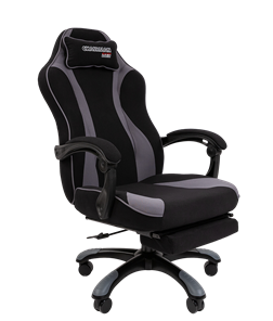 Кресло игровое CHAIRMAN GAME 35 с выдвижной подставкой для ног Ткань черная / Ткань св.серая в Батайске