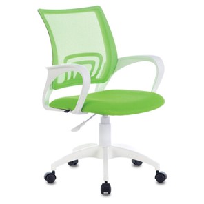 Офисное кресло Brabix Fly MG-396W (с подлокотниками, пластик белый, сетка, салатовое) 532403 в Шахтах