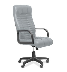Офисное кресло для руководителя Атлант, экокожа премиум / светло-серая CN1132 в Шахтах