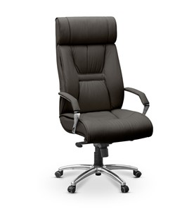 Кресло в офис Олимп X (подлокотники хром) натуральная кожа с компаньоном / черная в Шахтах