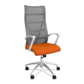 Офисное кресло Топ X белый каркас, сетка/ткань TW / серая/оранжевая в Ростове-на-Дону