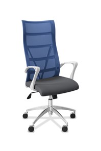 Офисное кресло Топ X белый каркас, сетка/ткань Bahama / синяя/серая в Шахтах