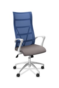 Офисное кресло для руководителя Топ X белый каркас, сетка/ткань TW / синяя/серая в Ростове-на-Дону
