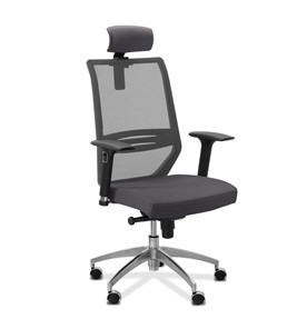 Кресло офисное Aero lux с подголовником, сетка/ткань Сахара / серая/серая в Шахтах