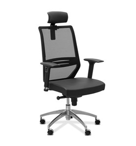 Кресло в офис Aero lux с подголовником, сетка/ткань TW / черная/черная в Шахтах