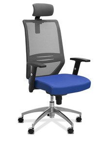 Офисное кресло Aero с подголовником, сетка/ткань TW / черная/ синяя в Шахтах