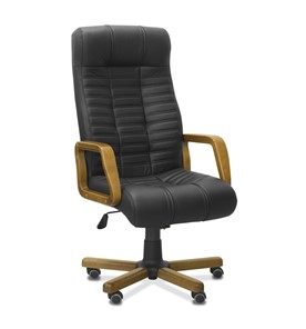 Офисное кресло Атлант W, экокожа премиум / черная CN1114/ дерево - орех в Шахтах
