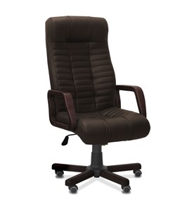 Кресло офисное Атлант W, экокожа премиум / тёмно-коричневая CN1113/ дерево - венге в Шахтах