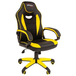 Кресло офисное BRABIX "Blaze GM-162", TW/экокожа, черное/желтое, 532579, 7083507 в Шахтах