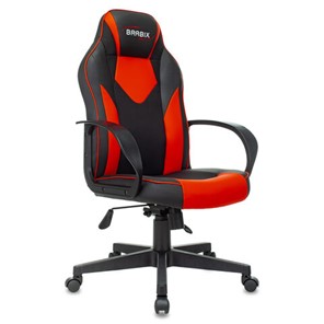 Кресло офисное BRABIX "Game GM-017", экокожа/ткань, черное/красное, 532642, GM-017_532642 в Шахтах