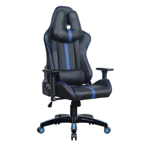 Компьютерное кресло BRABIX "GT Carbon GM-120", две подушки, экокожа, черное/синее, 531930 в Шахтах