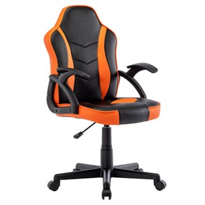 Кресло офисное BRABIX "Shark GM-203", экокожа, черное/оранжевое, 532513 в Шахтах