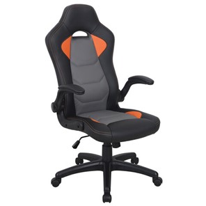 Кресло офисное BRABIX "Skill GM-005", откидные подлокотники, экокожа, черное/оранжевое, 532495 в Шахтах