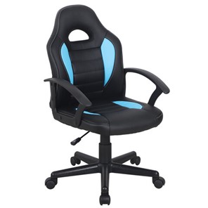 Кресло офисное BRABIX "Spark GM-201", экокожа, черное/голубое, 532505 в Шахтах