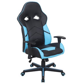 Кресло офисное BRABIX "Storm GM-006", регулируемые подлокотники, экокожа, черное/голубое, 532501 в Шахтах