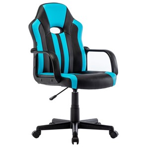 Кресло офисное BRABIX "Stripe GM-202", экокожа, черное/голубое, 532509 в Шахтах