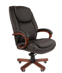 Офисное кресло CHAIRMAN 408 кожа черная в Каменск-Шахтинском