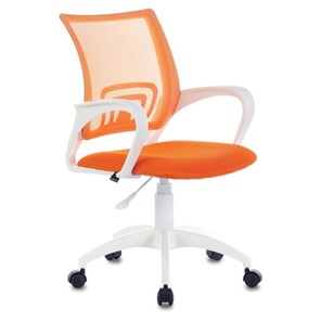 Офисное кресло Brabix Fly MG-396W (с подлокотниками, пластик белый, сетка, оранжевое) 532401 в Таганроге