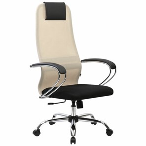 Офисный стул RABIX PREMIUM "Ultimate EX-800" хром, плотная двойная сетка Х2, черное/бежевое, 532913 в Шахтах