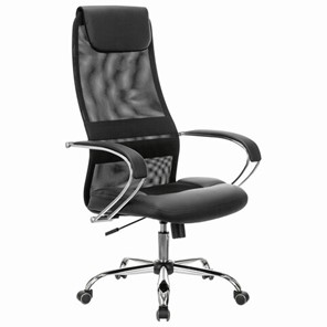 Офисное кресло Brabix Premium Stalker EX-608 CH (хром, ткань-сетка/кожзам, черное) 532091 в Шахтах
