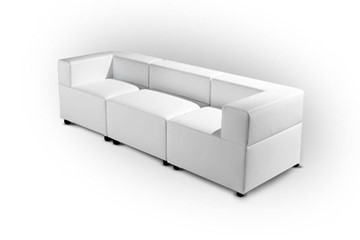 Офисный диван мягкий Октава, 3-х местный, экокожа премиум / светло-бежевая CN1112 в Шахтах