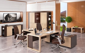 Кабинет руководителя ALTO с брифинг-приставкой, с низким и высокими шкафами в Каменск-Шахтинском