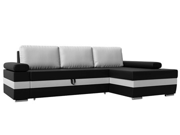 Угловой раскладной диван Канкун, Черный/Белый (экокожа) НПБ в Шахтах