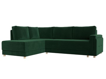 Угловой раскладной диван Лига-024, Зеленый (Велюр) в Батайске