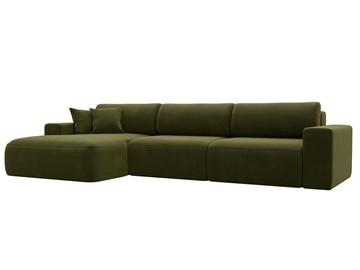 Угловой диван Лига-036 Классик лонг, Зеленый (Микровельвет) в Батайске
