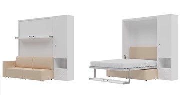 Шкаф-кровать трансформер Кровать-трансформер Smart (КД 1400+ШП), шкаф правый, левый подлокотник в Новочеркасске